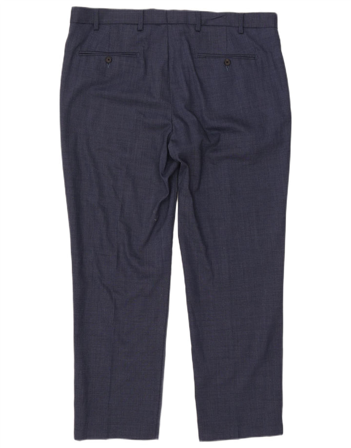 Marks & Spencer Herren-Anzughose in normaler Passform, W38, L29, blaue Wolle
