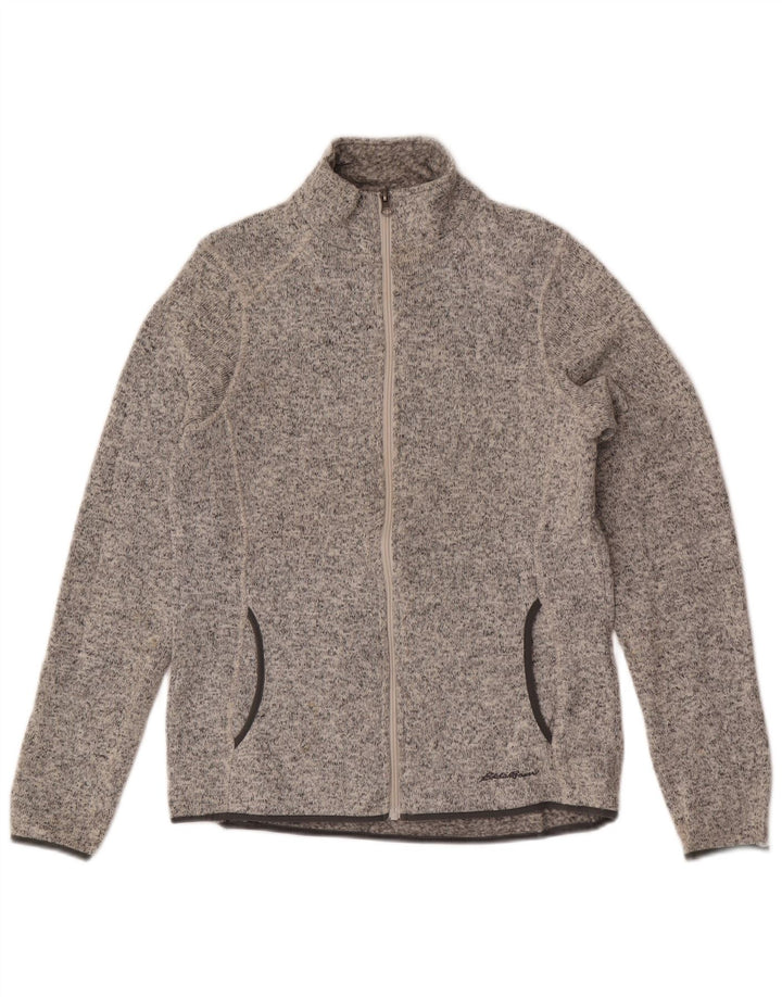 Eddie Bauer Damen-Trainingsanzug-Top-Jacke, UK 14, mittelgrau geflecktes Polyester