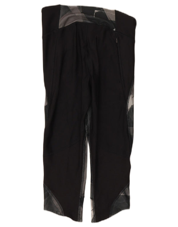 Under Armour Damen Heat Gear Capri Leggings UK 14 Medium Schwarz Geometrisch