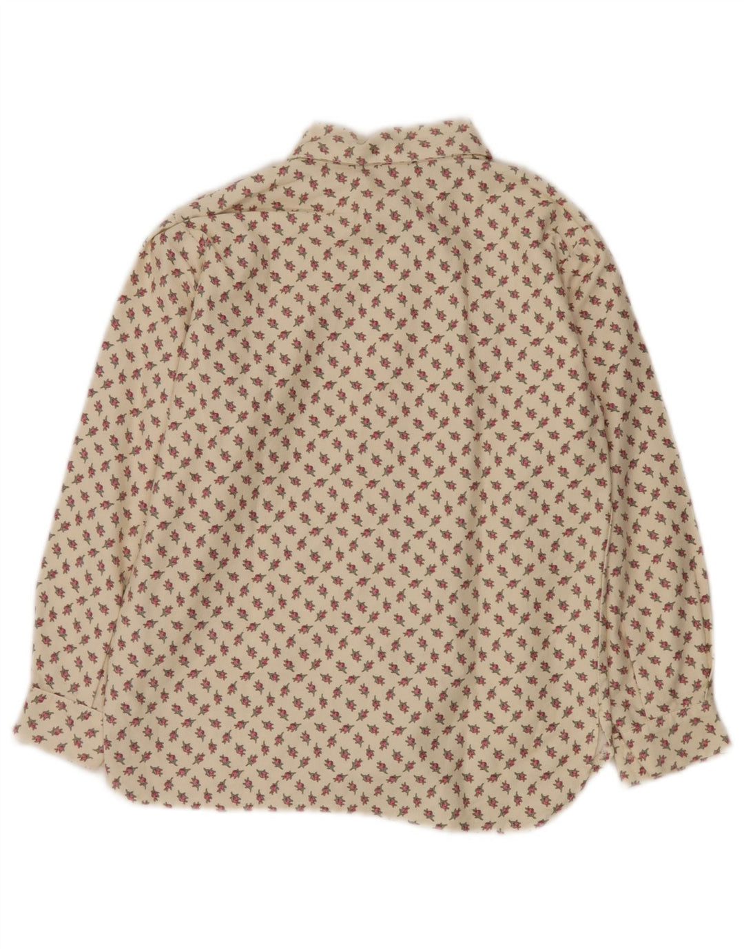 VINTAGE Damen Hemdbluse UK 10 Small Beige Floral Cotton