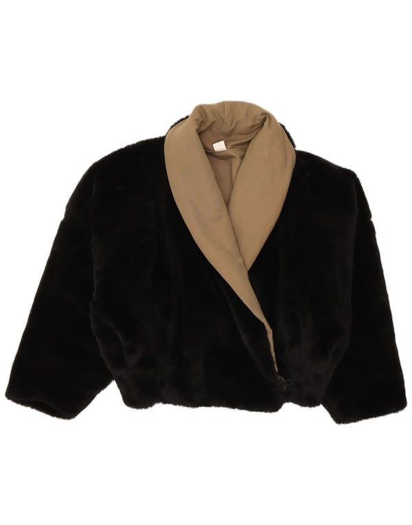 Donna Piu Damen Kunstpelzjacke UK 14 Large Schwarz Colourblock Acryl