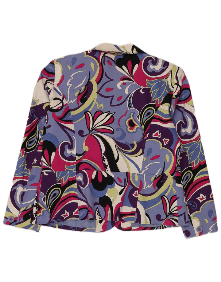 Nygard Damen 3-Knopf-Blazerjacke US 16 2XL Blau geblümte Baumwolle