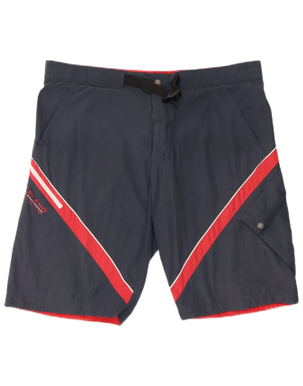 Timberland Herren Graphic Cargo Shorts XL W40 Marineblaue Colourblock-Baumwolle