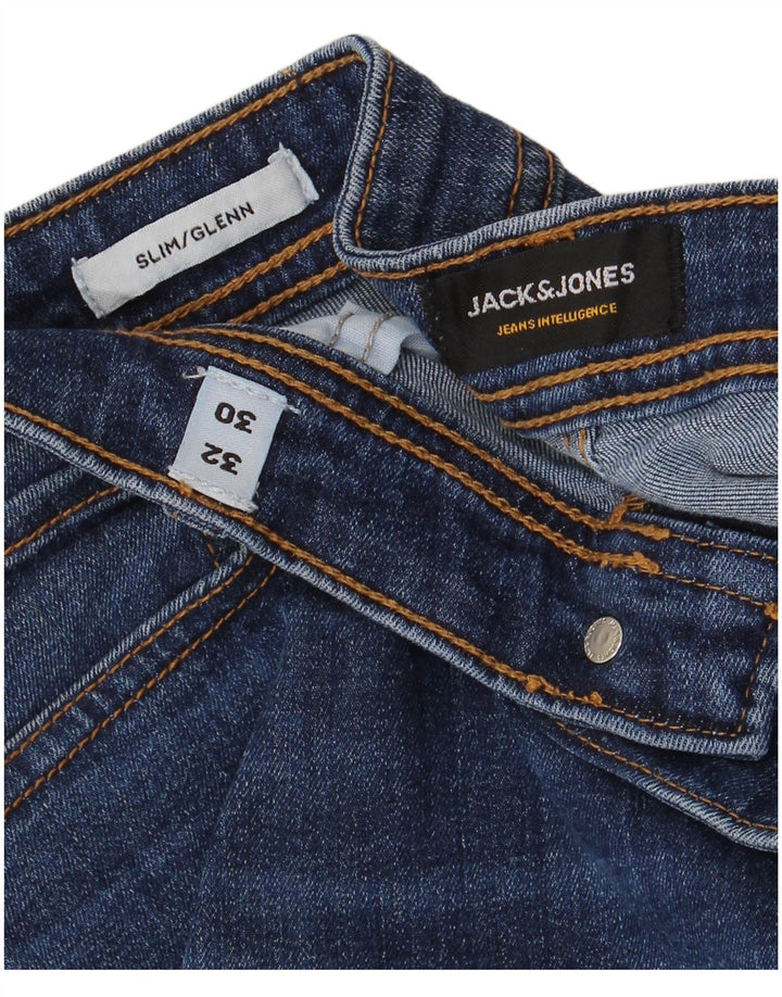 JACK & JONES Herren GLENN Slim Jeans W32 L30 Blaue Baumwolle