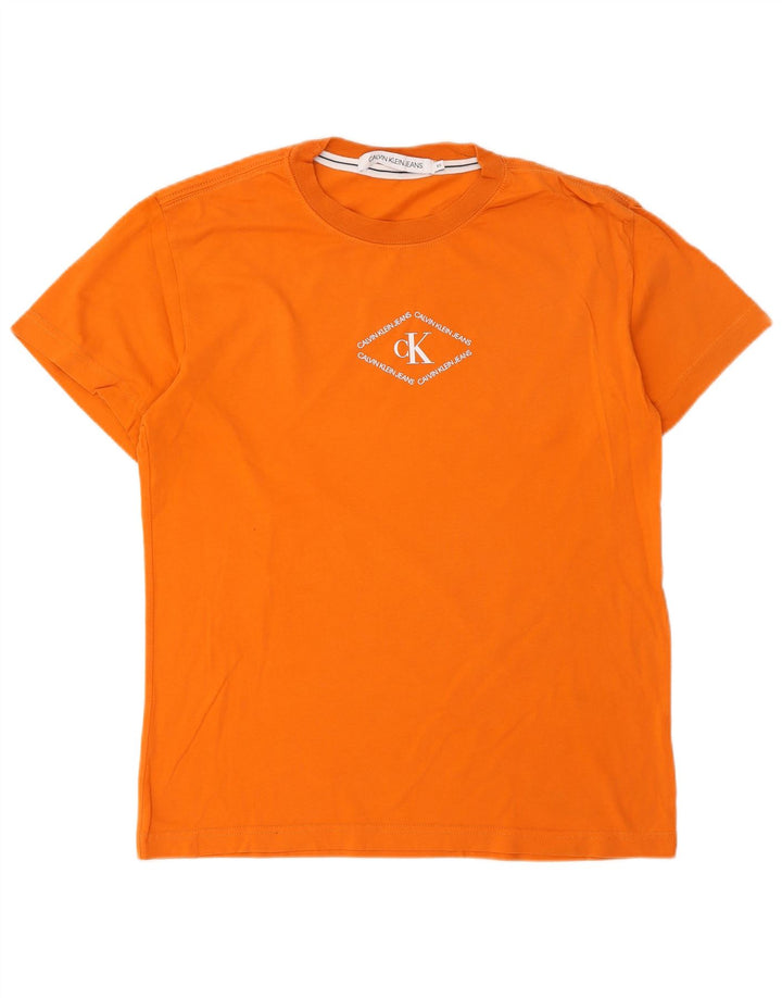 Calvin Klein Jeans Herren Grafik T-Shirt Top XS Orange