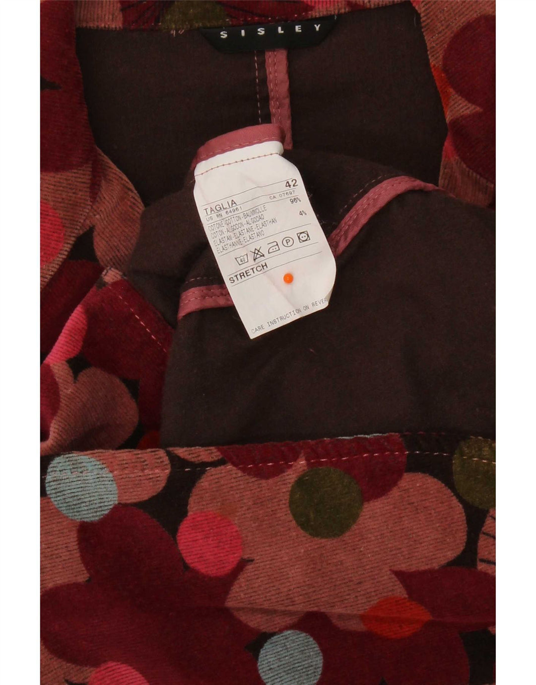 Sisley Damen Crop 2-Knopf-Blazerjacke IT 42 Medium Mehrfarbig mit Blumenmuster