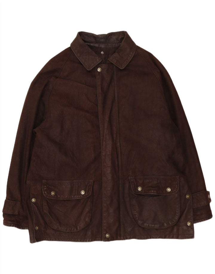 VINTAGE Herren Lederjacke UK 42 XL Braunes Leder