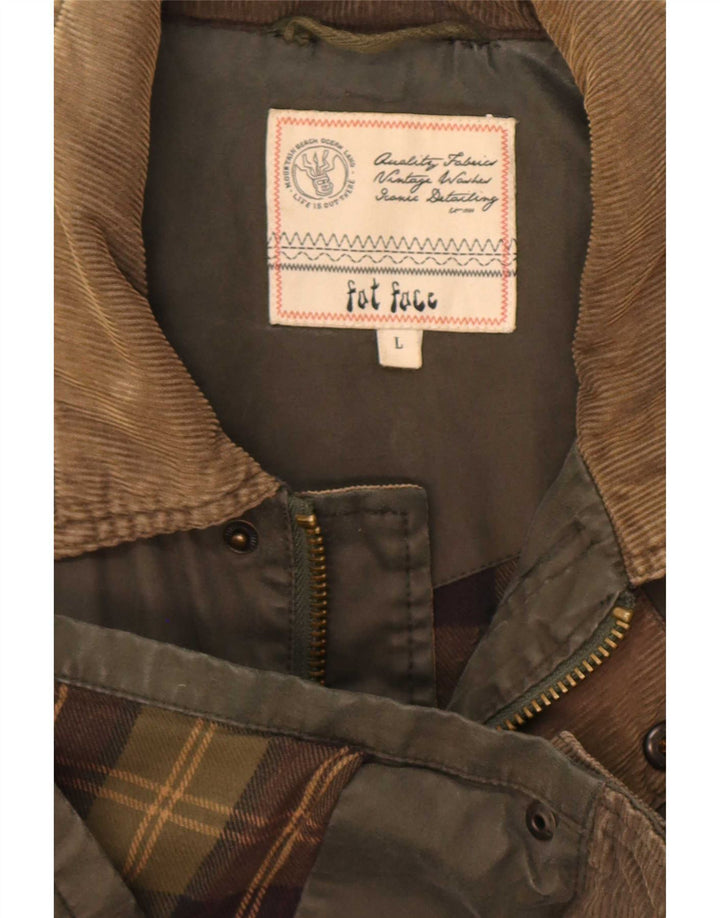 Fat Face Herren-Utility-Jacke UK 40 Large Khaki Baumwolle