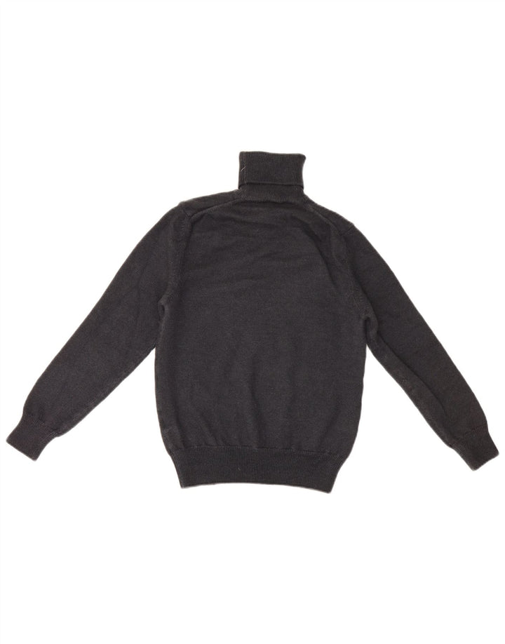 Blauer Damen-Pullover mit Rollkragen, Gr. 8, Größe S, graue Wolle