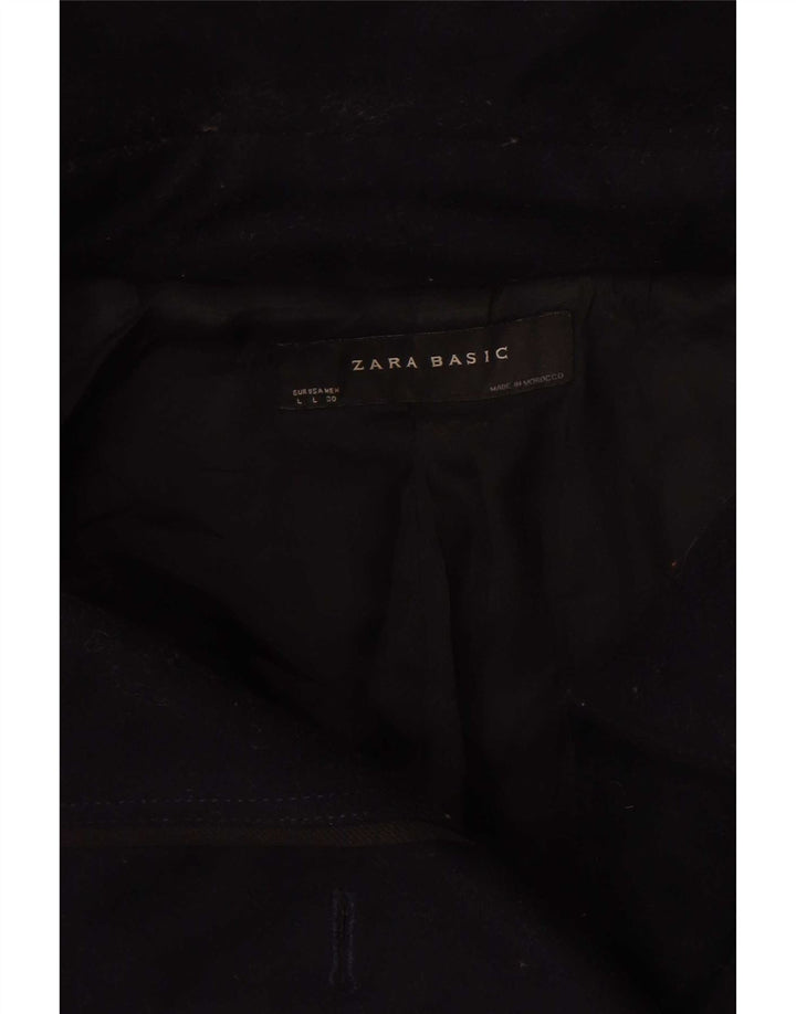 Zara Damen Crop Pea Coat UK 14 Large Marineblau