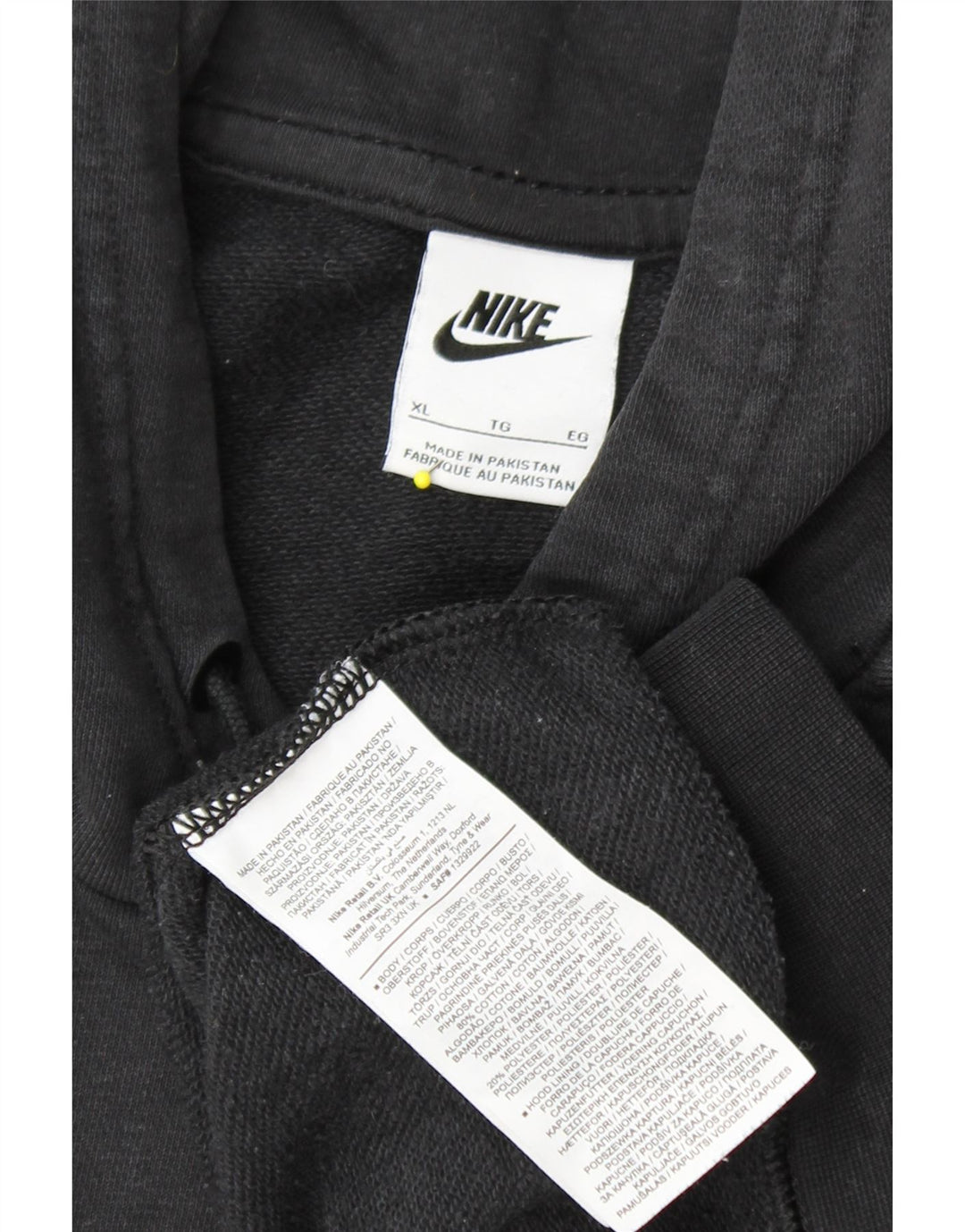 Nike Damen-Pullover mit übergroßem Kapuzenpullover, Gr. 18, XL, Schwarz, Baumwolle