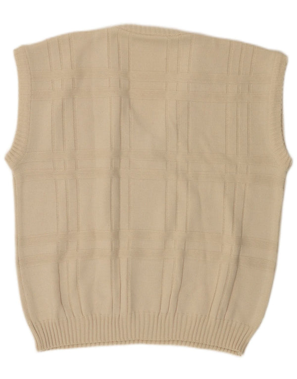 VINTAGE Herren Weste Tank Top IT 52/54 Large Off White Polyacryl