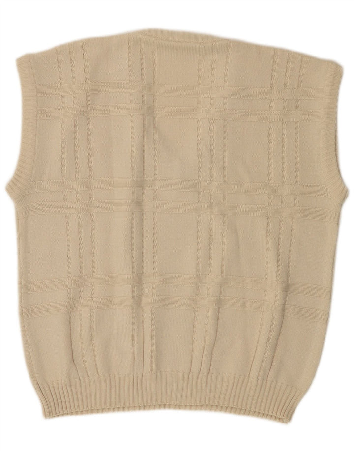 VINTAGE Herren Weste Tank Top IT 52/54 Large Off White Polyacryl