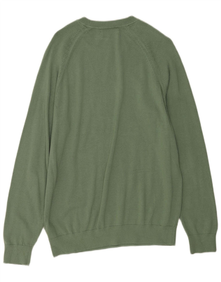 Marks & Spencer Herren-Pullover mit Rundhalsausschnitt, mittelgrüne Baumwolle