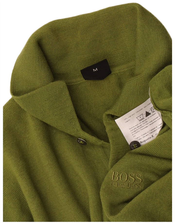 Hugo Boss Herren-Pullover mit Rollkragen, mittelgrüne Schurwolle