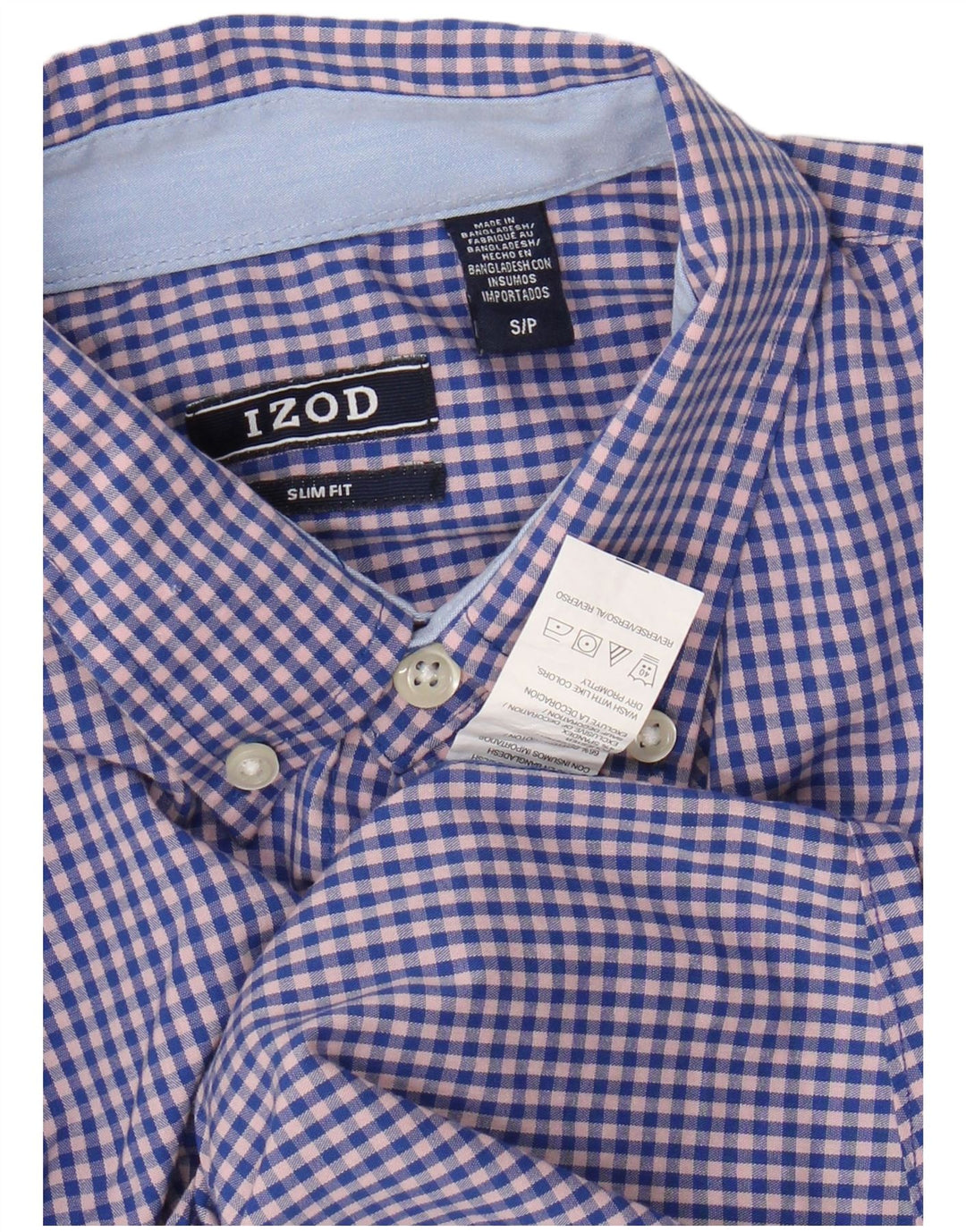 IZOD Slim-Fit-Hemd für Herren, klein, blau, Gingham-Baumwolle