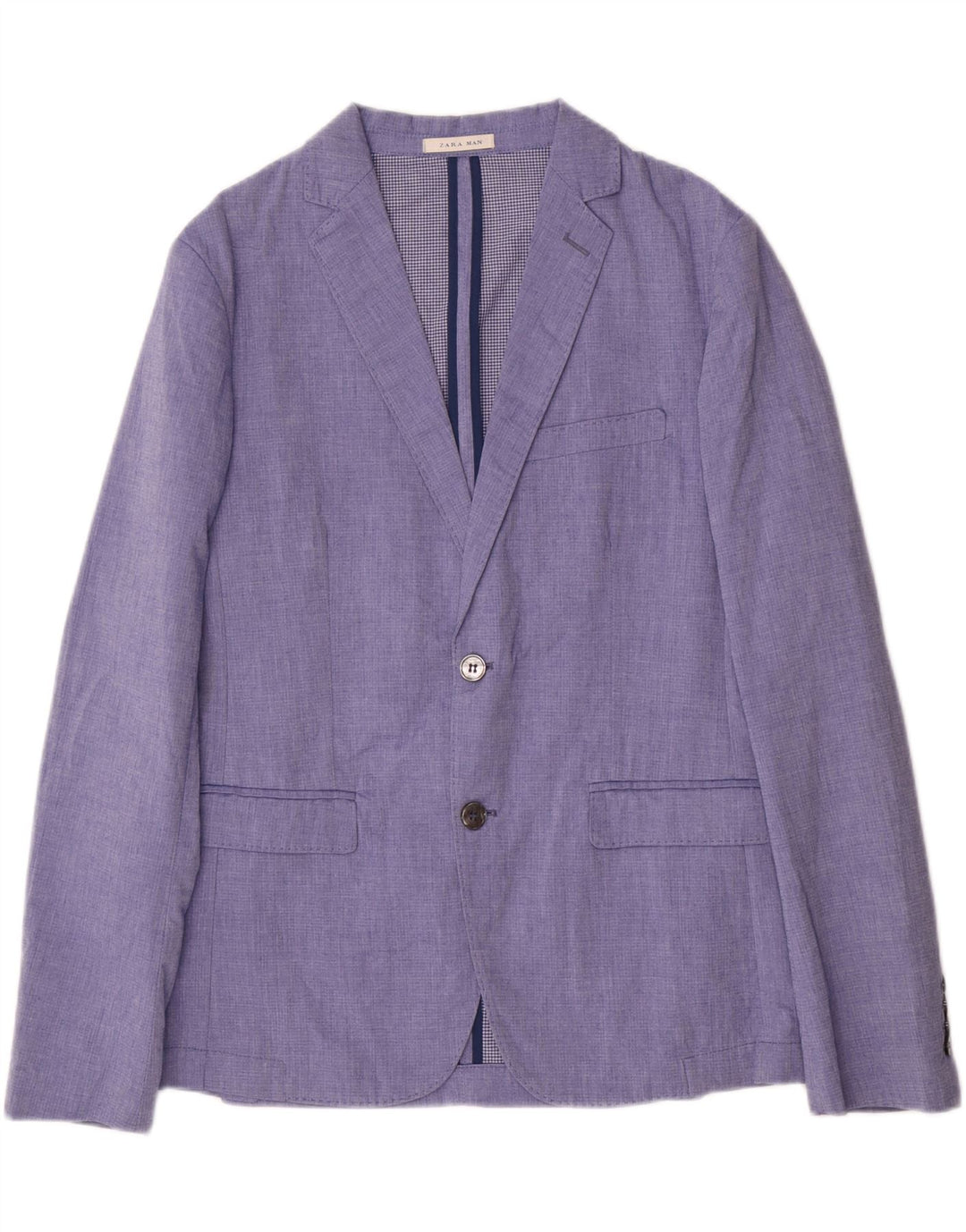 Zara Herren-Blazer mit 2 Knöpfen, EU 48, mittelblau, Polyester
