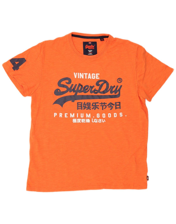 Superdry Herren Grafik T-Shirt Top 2XL Orange Baumwolle