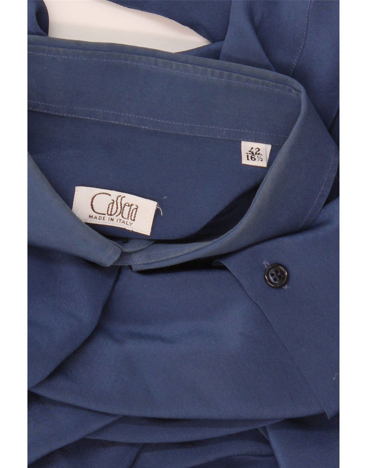 CASSERA Herrenhemd Größe 42 16 1/2 große marineblaue Seide