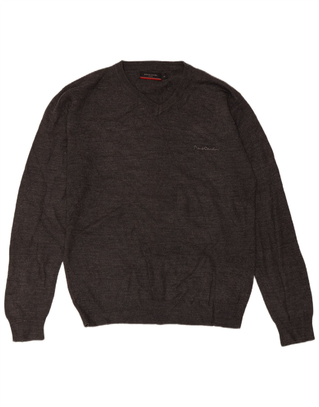 PIERRE CARDIN Herren-Pullover mit V-Ausschnitt, mittelgraues Acryl