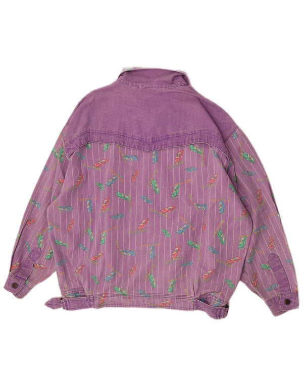 Tintoretto Damen-Jeansjacke mit abstraktem Muster, EU 42, Größe L, Lila, Retro