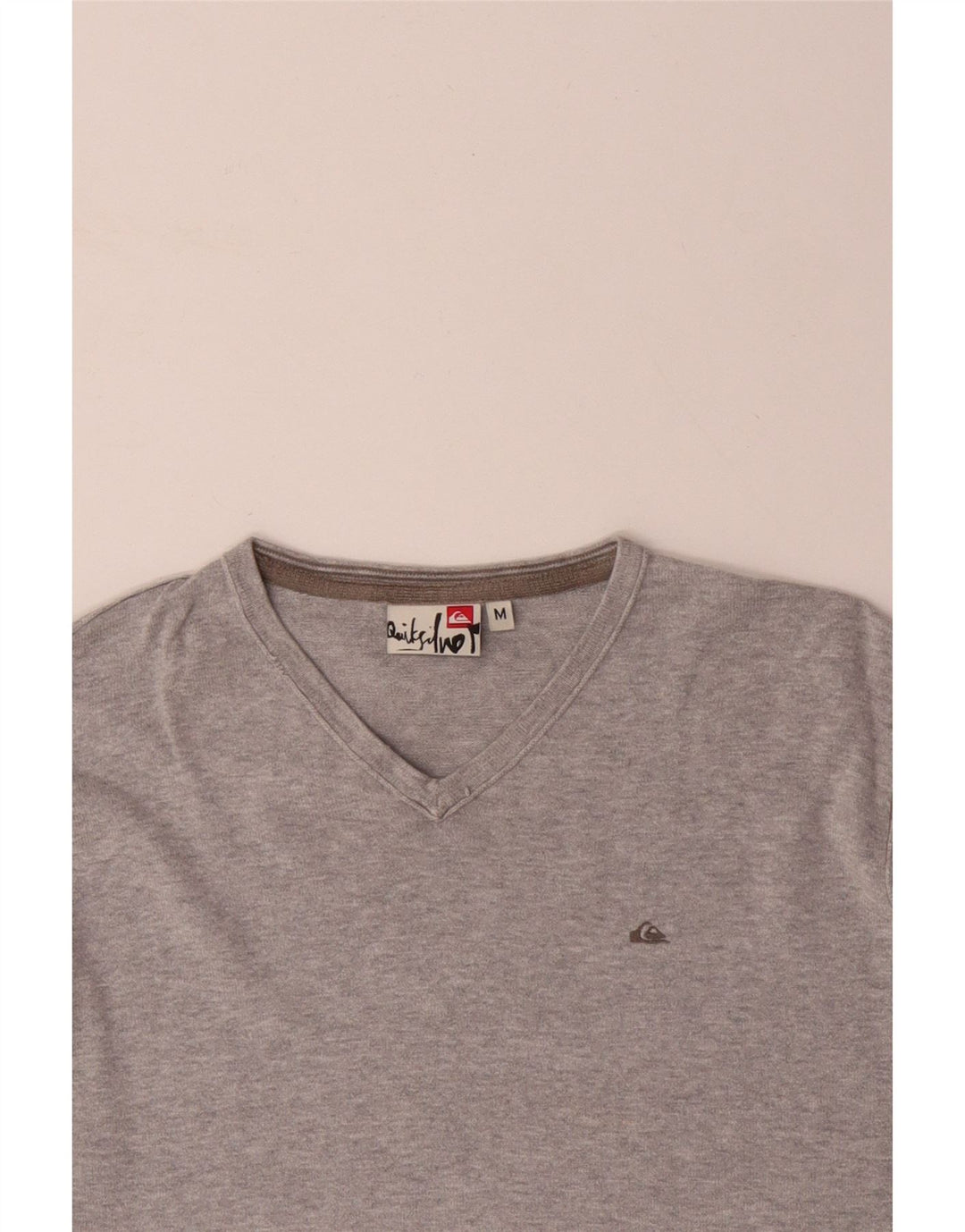 QUIKSILVER Damen-Pullover mit V-Ausschnitt, UK 14, mittelgraue Baumwolle