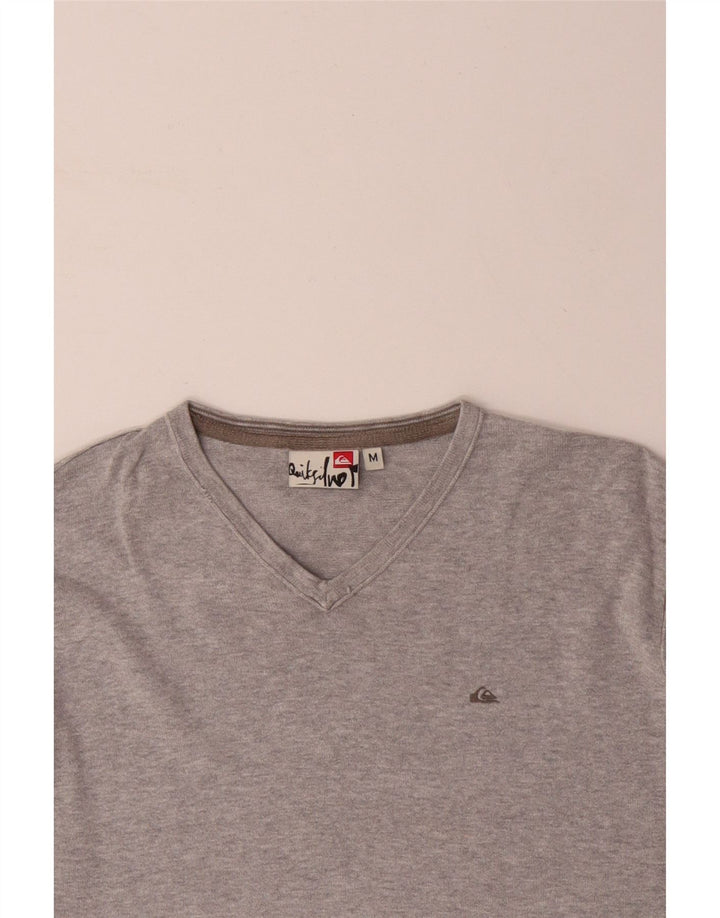 QUIKSILVER Damen-Pullover mit V-Ausschnitt, UK 14, mittelgraue Baumwolle