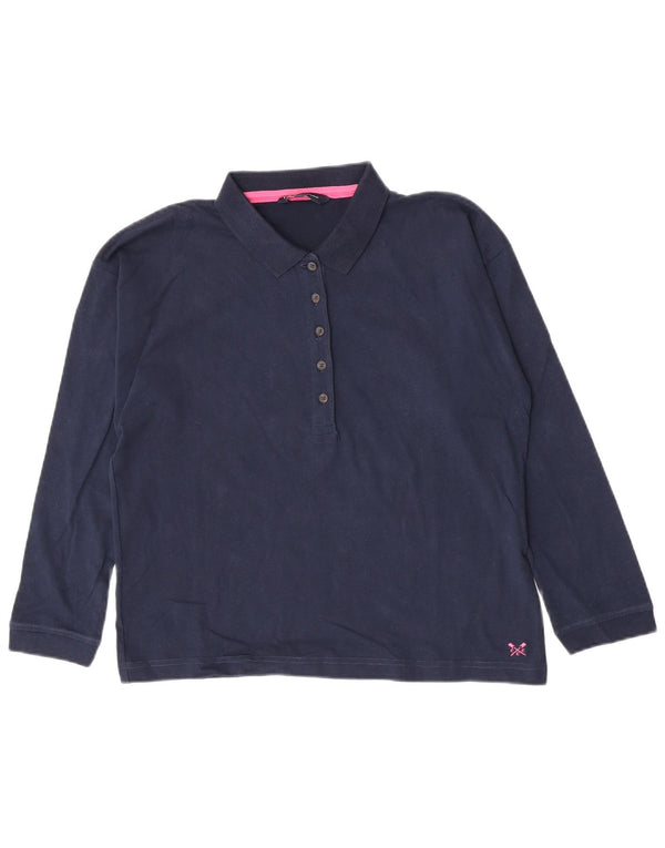 Crew Clothing Damen Langarm-Poloshirt UK 12 Medium Marineblau