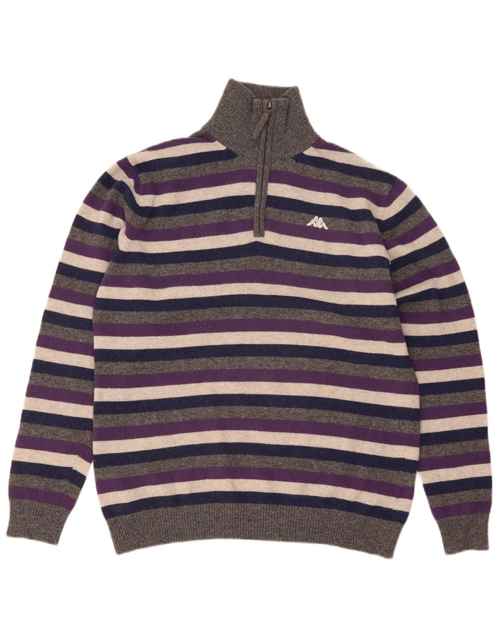 Kappa Herren-Pullover mit Reißverschluss, XL, mehrfarbig, gestreift, Wolle
