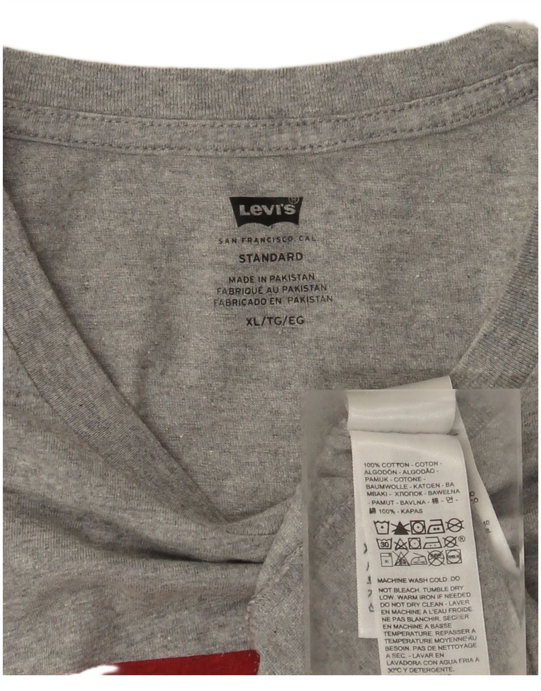 Levi's Herren Standard Graphic T-Shirt Top XL Grau Baumwolle