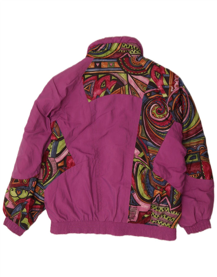 Vintage Damen Übergroße Windjacke UK 12 Medium Lila Geometrisch