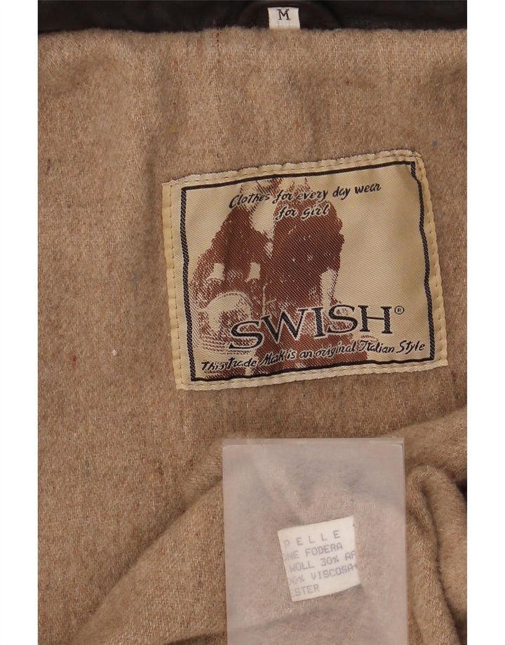 Swish Damen-Übergröße-Lederjacke, UK 14, mittelbraunes Leder