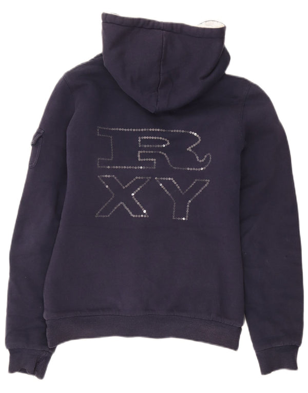 Roxy Womens Graphic Zip Hoodie Sweater UK 6 XS Marineblau Polyester