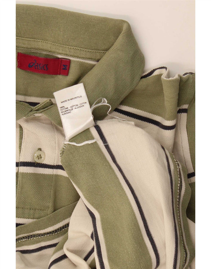 Asics Herren-Poloshirt aus mittelkhakifarbener, gestreifter Baumwolle