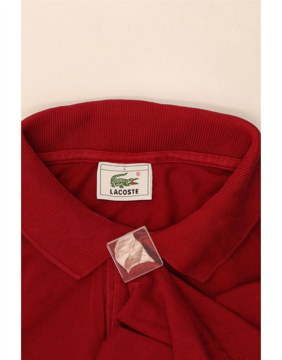 Lacoste Herren-Langarm-Poloshirt, Größe 4, mittelrote Baumwolle