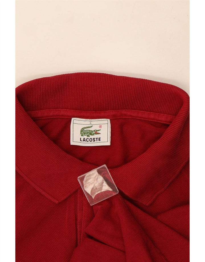 Lacoste Herren-Langarm-Poloshirt, Größe 4, mittelrote Baumwolle