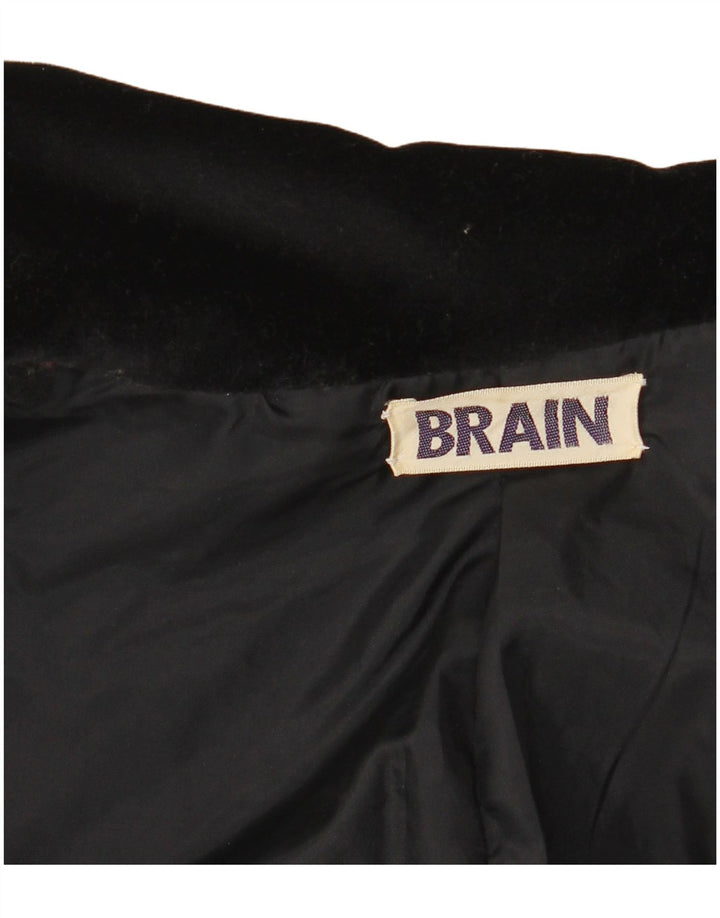 VINTAGE Damen 1-Knopf-Samt-Blazerjacke UK 12 Mittelschwarz