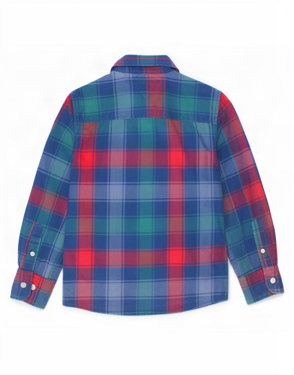 Tommy Hilfiger Flanellhemd für Jungen, 3–4 Jahre, blau karierte Baumwolle