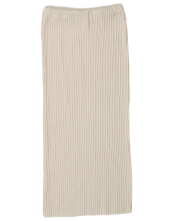 Zara Damen Midirock mit hoher Taille, Größe S, W28, weiße Baumwolle