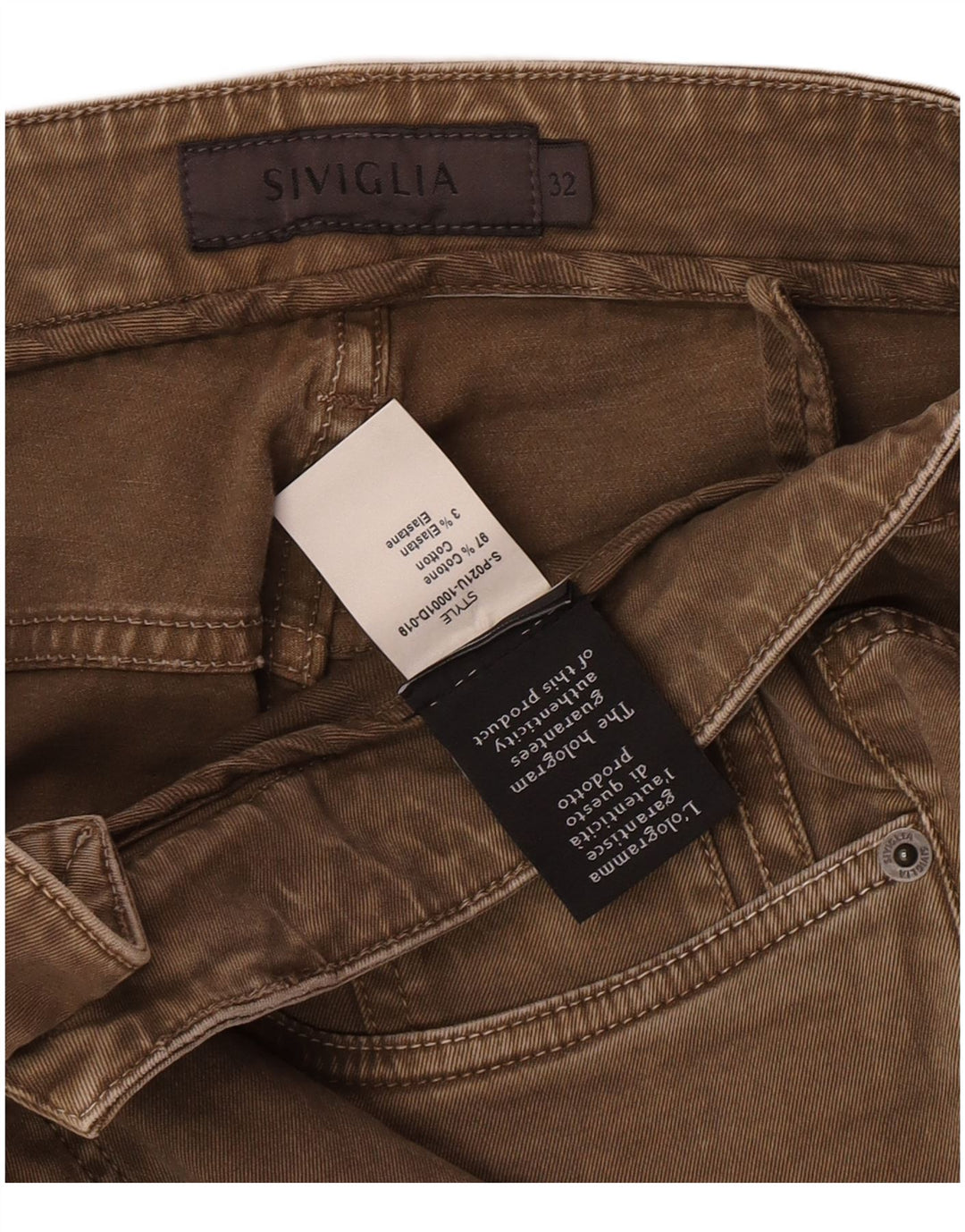 SIVIGLIA Damen Slim Jeans W32 L33 Beige Baumwolle