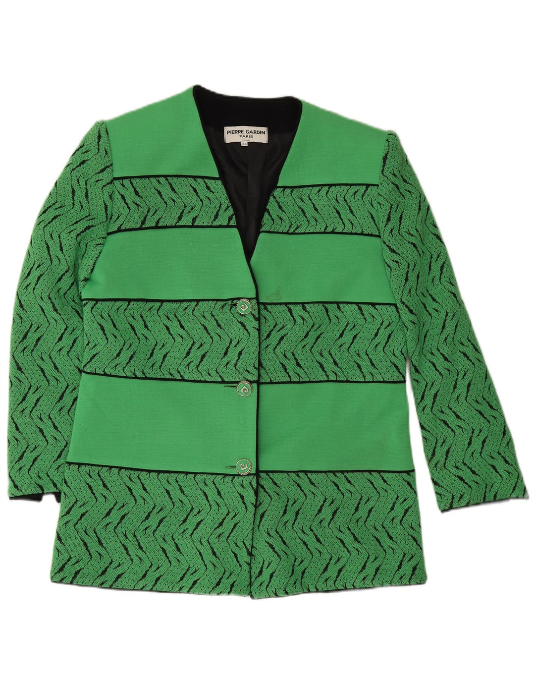 Pierre Cardin Damen-Blazerjacke mit 3 Knöpfen, EU 44, XL, grüne geometrische Wolle
