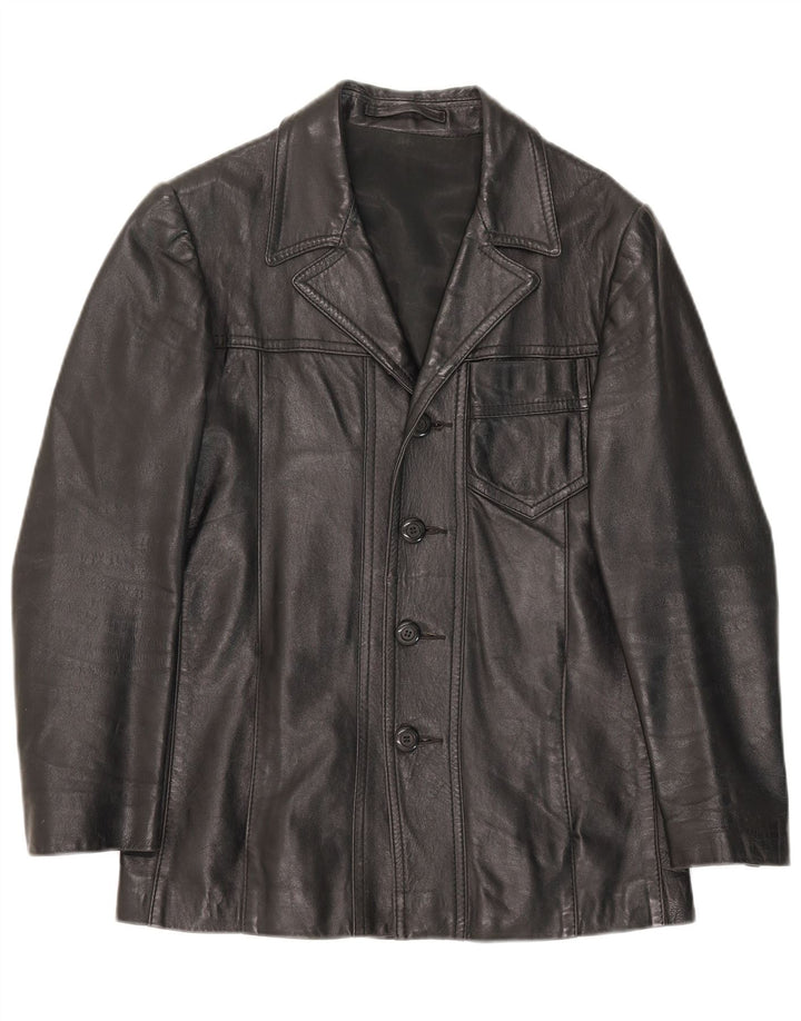 Vintage Herren Lederjacke IT 48 Mittelschwarzes Leder