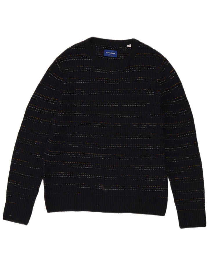 Jack & Jones Herren-Pullover mit U-Boot-Ausschnitt, mittlerer marineblauer Nadelstreifen