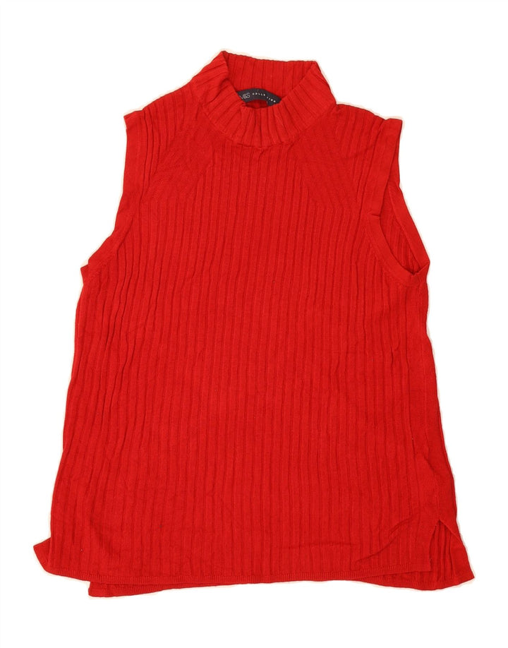 MARKS & SPENCER Womens Vest Tank Top UK 14 Medium Red Viscose Vintage Marks & Spencer and Second-Hand Marks & Spencer from Messina Hembry 