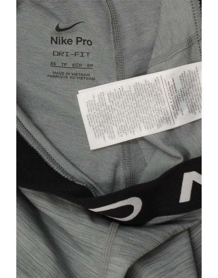 NIKE Womens Dri Fit Graphic Leggings UK 4 XS Grau meliertes Polyester