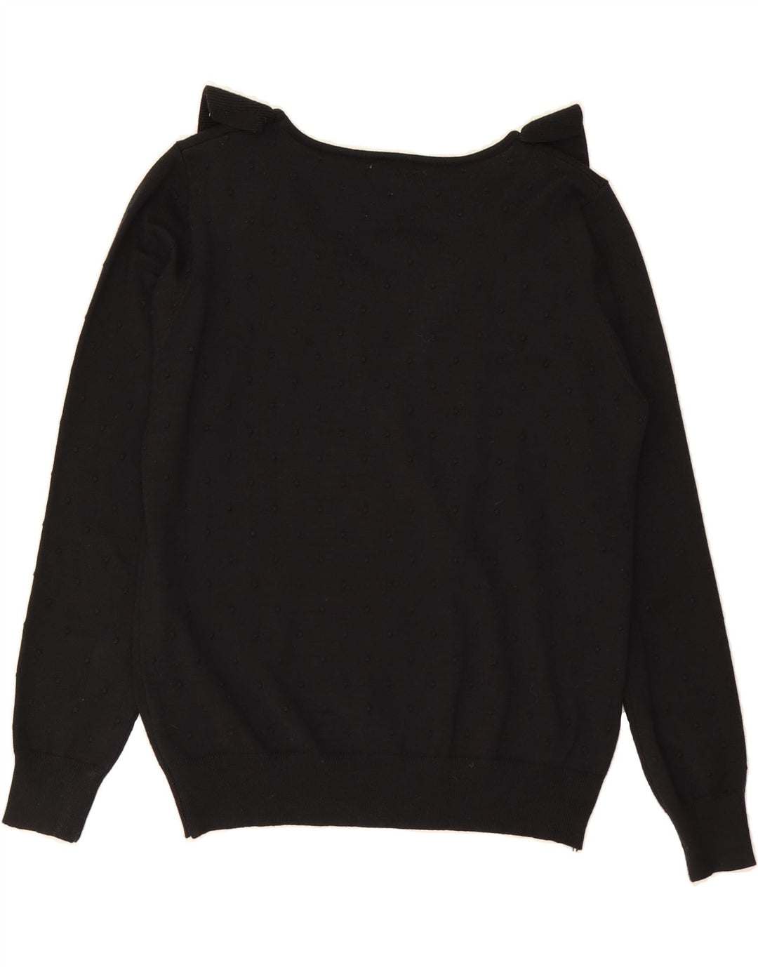 VINTAGE Womens Boat Neck Jumper Sweater UK 14 Medium Black Viscose Vintage Vintage and Second-Hand Vintage from Messina Hembry 