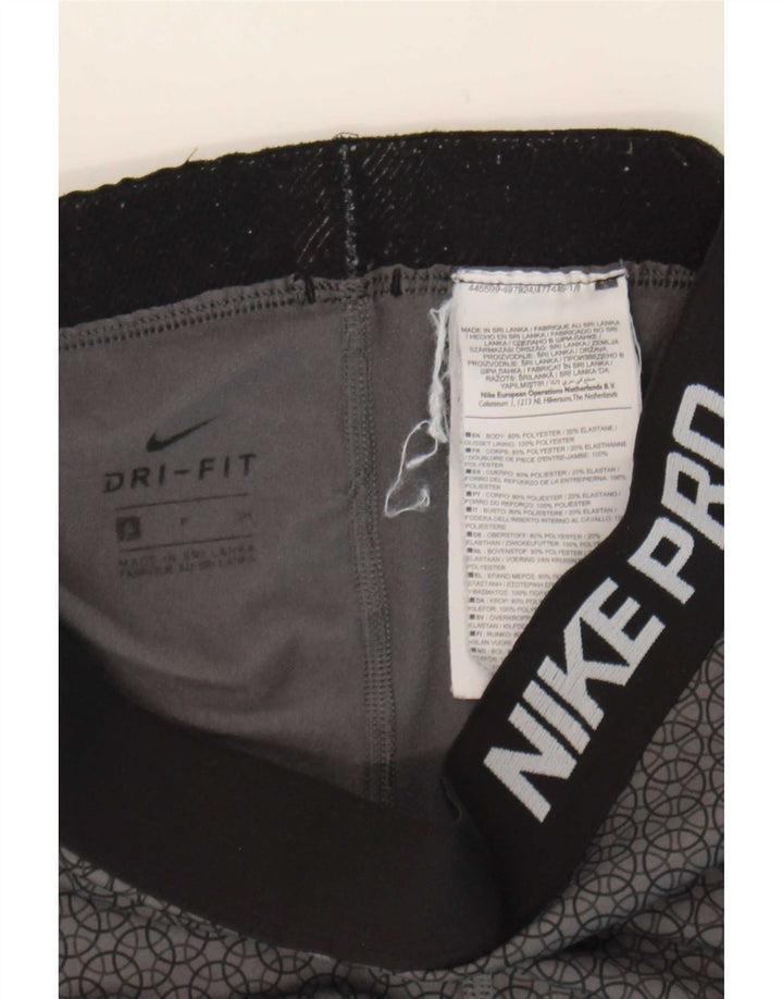 Nike Womens Dri Fit Graphic Leggings UK 8 Small Graues geometrisches Polyester