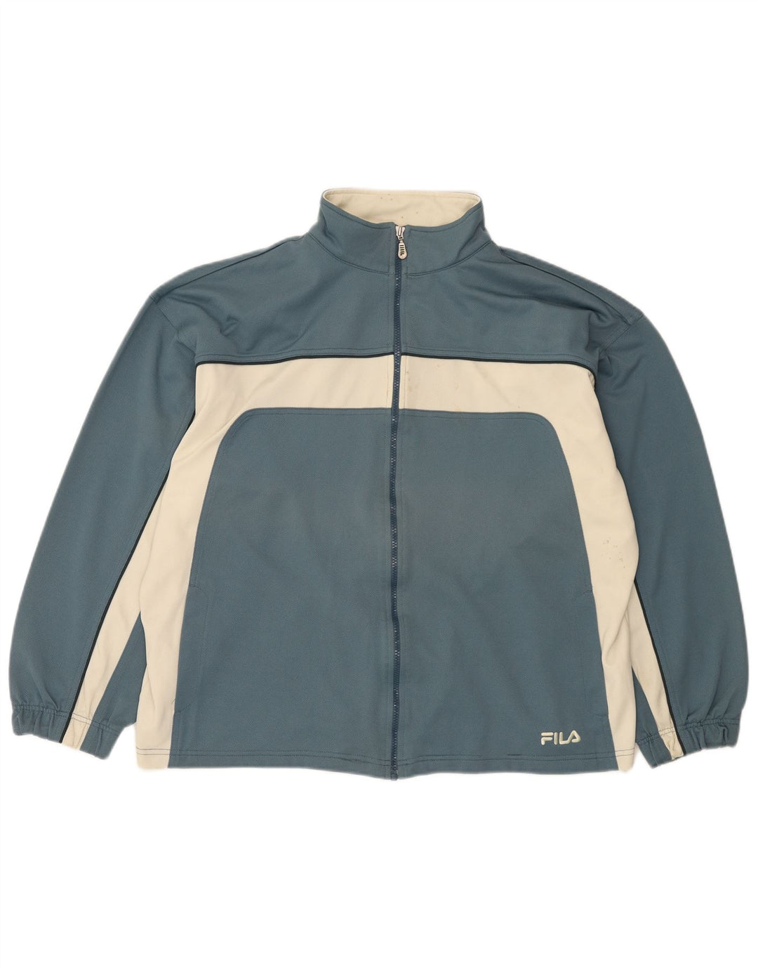 Fila Herren-Trainingsanzugoberteil mit lockerer Passform, großes blaues Farbblock-Polyester