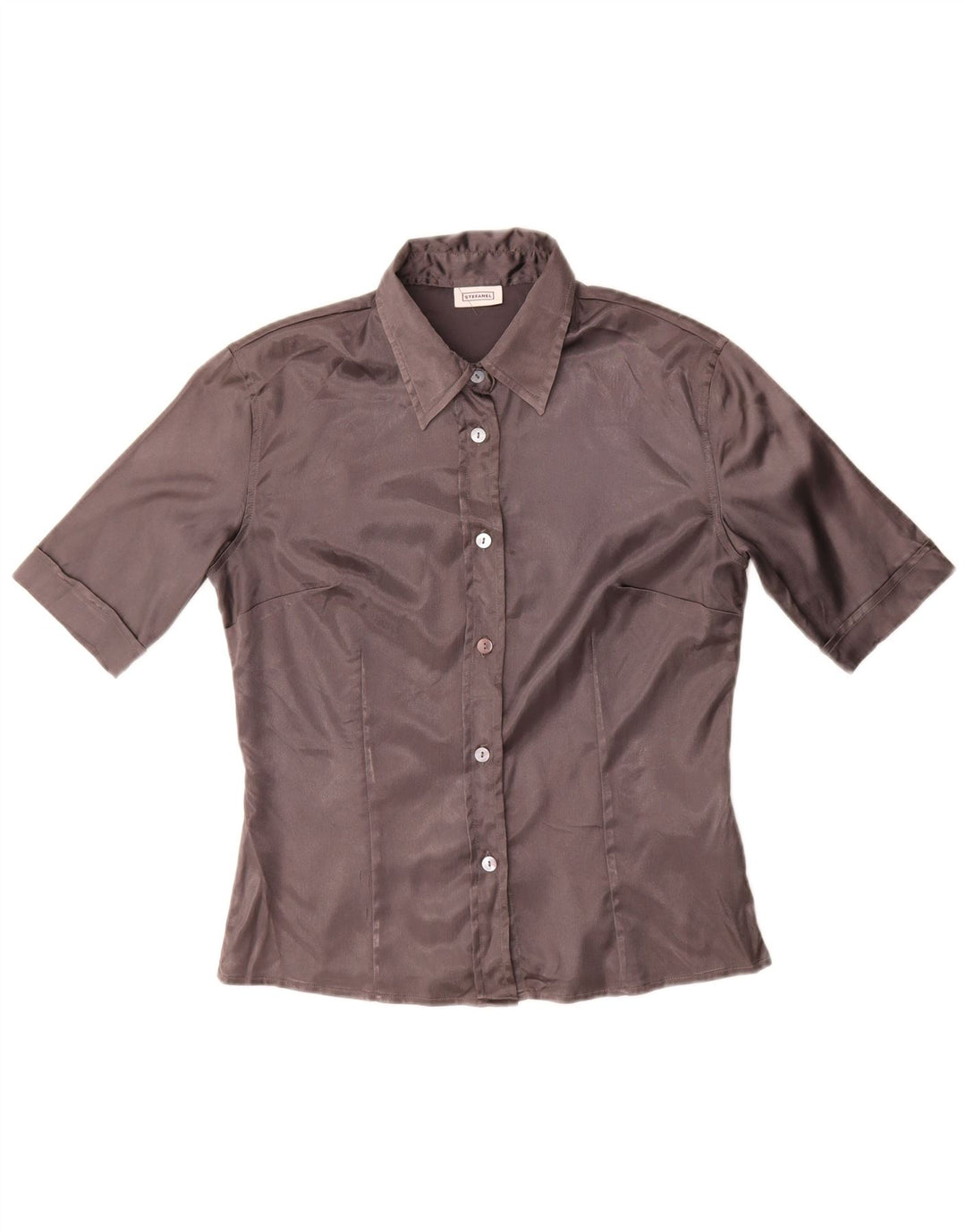 Stefanel Damen Kurzarmhemd UK 14 Large Grau