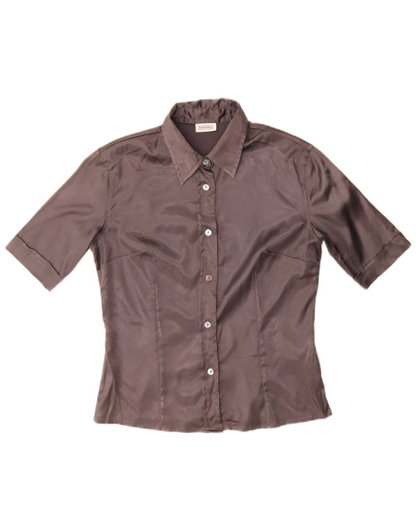 Stefanel Damen Kurzarmhemd UK 14 Large Grau